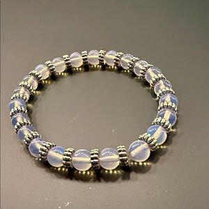 Elegant Silver and Blue Beaded Bracelet